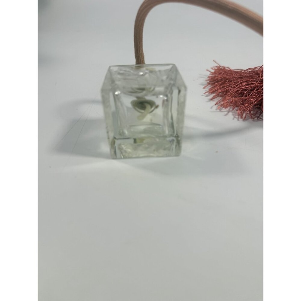 Etched Glass Perfume Bottle Vintage acid etched gold tone Powder Off Pink Rose F - Picture 11 of 12